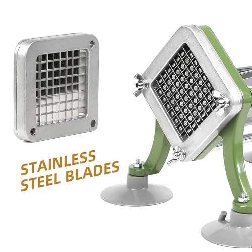 French Fry Cutter Commercial Potato Slicer with Suction Feet Complete Set, Includes 1/4", 3/8",1/2",8 Pieces,6 Pieces