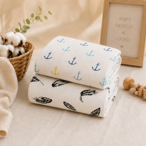 Image of Organic Cotton Muslin Pack of 2 Baby Bath Towel Cotton Cloth Premium Baby Washable, Reusable, Absorbent, Extra Soft 120 X 120 Cm Anchor & Black Wing