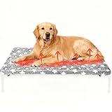 Clysee Large Self Warming Dog Bed Pad for Elevated Dog Bed Replacement Self Heating Warm Raised Cot Pad Mat with Corner Strap Removable Washable Soft Plush Cover Non-Slip Bottom Star(42 x 26 Inches)