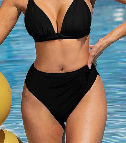 YELAIVP Women's High Waisted Bikini Bottom Tummy Control Ruched Bathing Suit Bottom Full Coverage Swimsuit Bottoms4