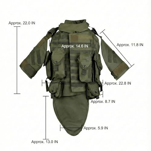 Chaleco tactico de Airsoft verde con equipo de proteccion inferior 2