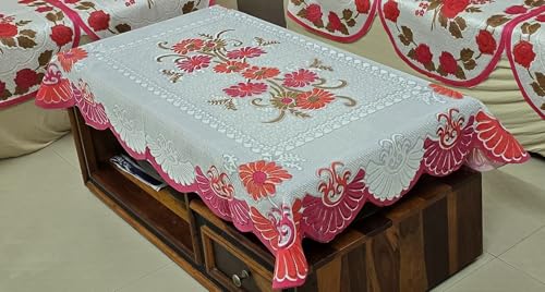 Image of Fab Nation Sofa Cover L Shape 5 Seater with Corner L Type Fully Covered Sofa Set for Living Room | Cotton Sofa Slipcovers for 3 + 2 Seaters Cover with 1 Table Cover | Pink Rose