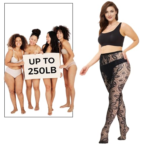 Image of Buauty Black Fishnet Stockings for Women, Fishnet Tights Plus Size One Size Fit All