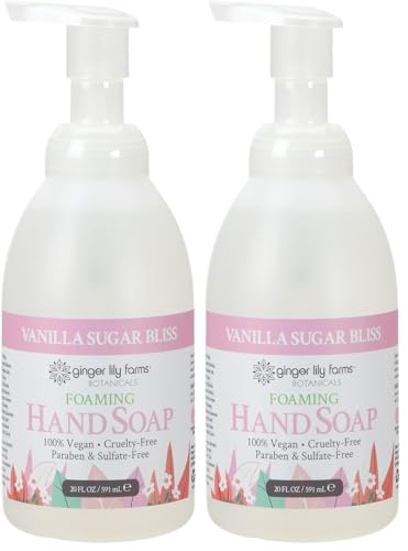 Image of Ginger Lily Farms Botanicals All-Purpose Foaming Hand Soap Refill, 100% Vegan & Cruelty-Free, Vanilla Sugar Bliss Scent, 20 Fl Oz (Pack of 2)