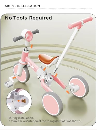 image for LOL-FUN Tricycle for Toddlers 1-3 Years Old Riding Toy, 5 in 1 Baby Ba