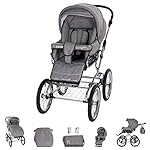 Friedrich Hugo München | 4 in 1 Kombi Kinderwagen | ISOFIX Set | Farbe: Anthrazit - Rad: Chrom Schwarz PCS_MUNICH-DE-ISO-M2-GC-R1