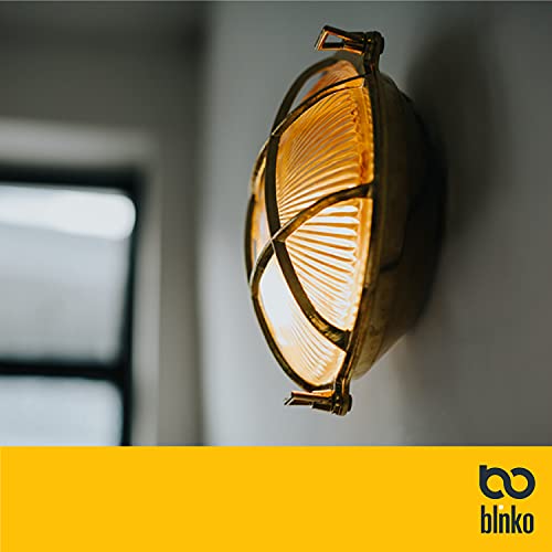 Blinko Nautical Brass Bulkhead Wall Light,Vintage Retro Wall Sconce,Industrial Lighting Fixtures,Mid Century Modern Decorative,Ip 54 Precision Waterproof,Indoor Deco,Lampshade Only,With Bottom Hole #TOP3