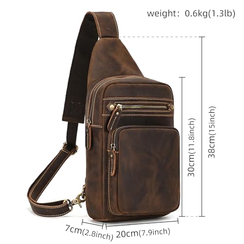 Vintage Genuine Leather Sling Bag Multi-pocket Chest Shoulder Bag for Men Casual Crossbody Daypack Backpack2