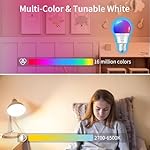 Matter Smart Light Bulbs| 9W 900LM Compatible with Alexa, Matter, Apple Home, Google Home| 2.4GHz WiFi Bluetooth Light Bulb|Music Sync A19 E26 RGBWW Color Changing LED Light Bulb| 2Pack - Image 3