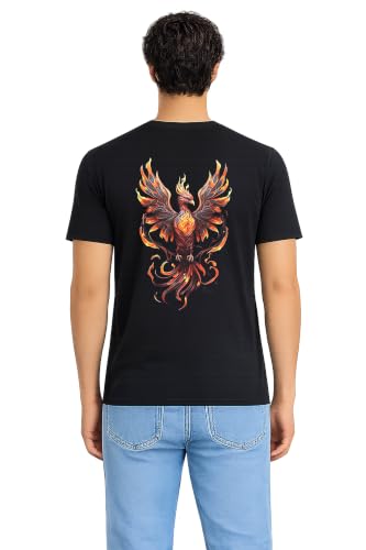 Image of I-Drip Phoenix Rising Fire Bird Graphic Printed Cotton Tee for Men & Women