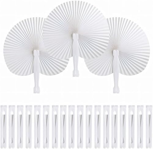 36 Stück Hochzeits Faltfächer Weiß - Papierfächer Für Gastgeschenke & DIY Dekoration