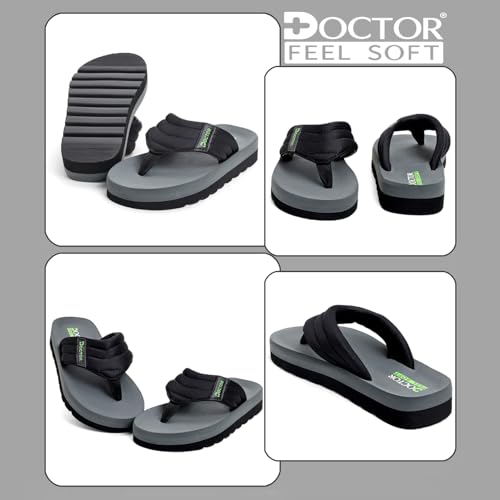Image of Cushioned Flip Flops for Men | Padded Fabric Strap Thong Slippers | Lightweight Anti-Slip EVA Sole Everyday Wear Footwear