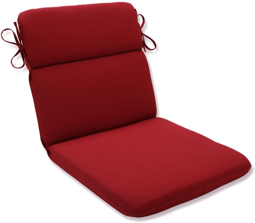 Pillow Perfect Pompeii Solid Indoor/Outdoor One Piece Chair Cushion Deep Seat, Weather and Fade Resistant, Round Corner - 40.5" x 21", Orange