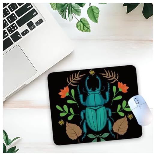 1 Pcs Nature Floral Blue Beetle Non-Slip Rubber Mouse Pad for Home Office Desk Laptop Gifts for Women Men