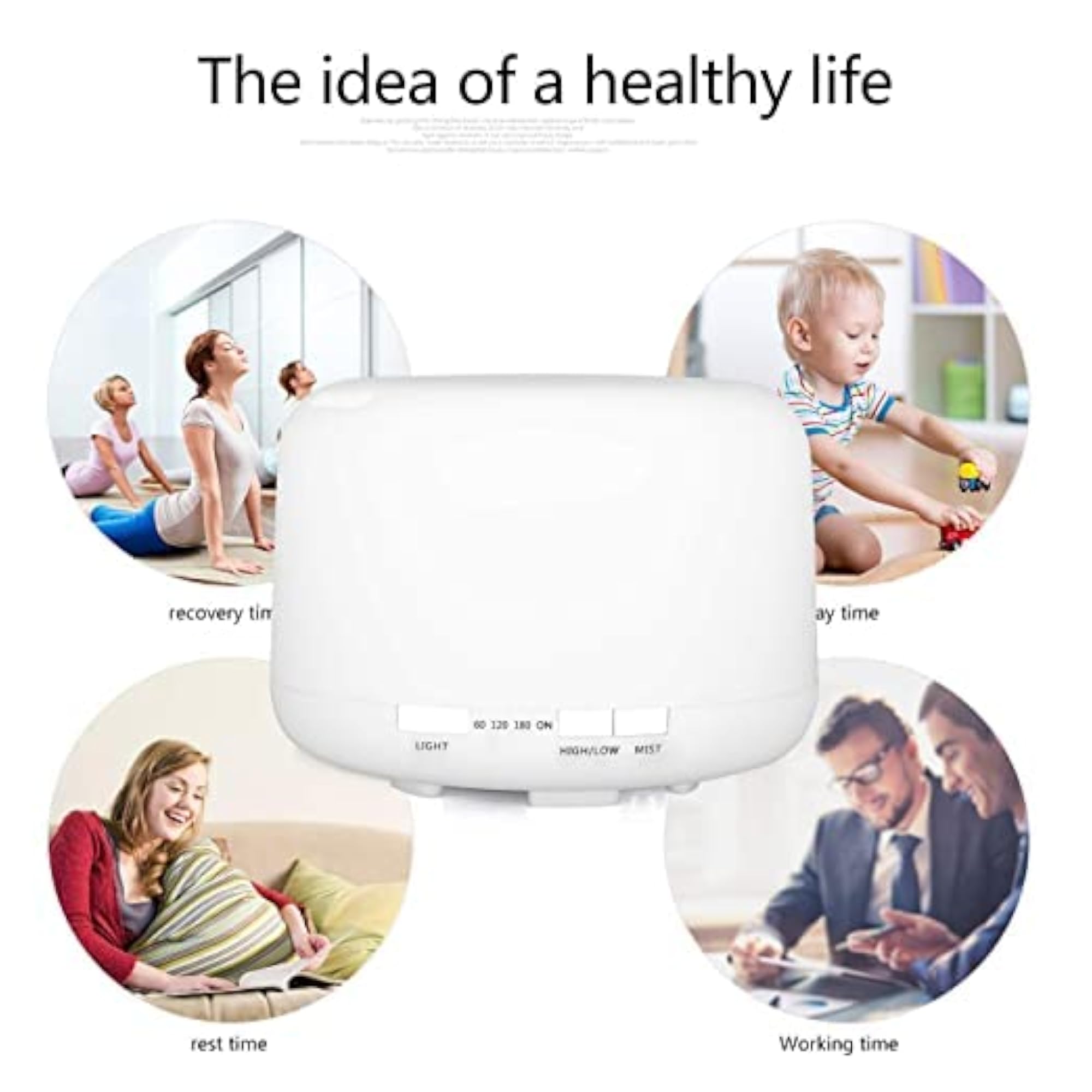 500ML Ultrasonic Mist Humidifier & Aroma Diffuser
