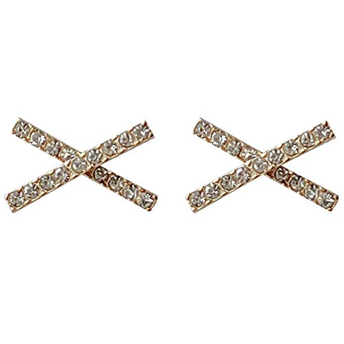 Crystal Rhinestone Invisible Clip On Earrings For Women Not Pierced Gold Cross Pave Comfortable Clip On Earrings Miyabi Grace #TOP14
