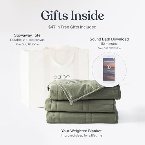 Image of Baloo Weighted Blanket for Adults 15 lb Full /Queen (Moss, 60 inchx80 inch)
