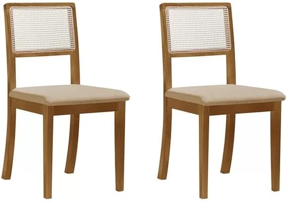Kit 2 Cadeiras de Jantar Luxo Rubi Madeira Maciça Encosto em Tela...