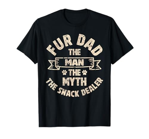 Fur Dad Man Myth Snack Dealer Funny Paw Cat Dog Fête des Pères T-Shirt