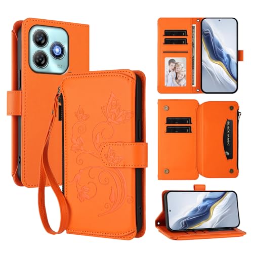 Cover Compatibile con ZTE Blade V60 4G con ZTE Axon 60 4G Cordinoã€5 Portacarteã€ã€Portafoglio a cernieraã€ã€Chiusura magnetica〠Stand Flip Custodia Orange