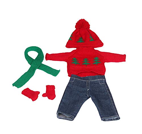 DUORUIMI Ropa de muñeca Vestido de invierno Traje de Navidad Suéter Jeans Pantalones para American Girl Doll 18 pulgadas Cover