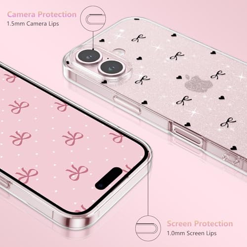 Coque iPhone 16 Plus à paillettes noire ZTOFERA antichoc - 4