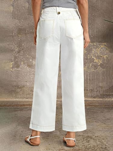 Flamingals High Waisted Wide Leg Cropped Jeans for Women Stretchy Button Fly Baggy Jeans Trendy with Patch Pockets3