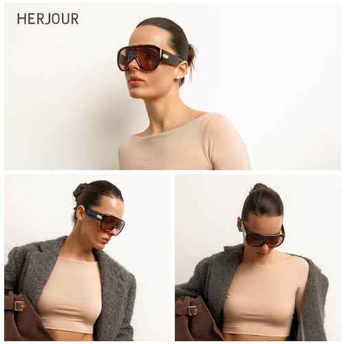 Oversized Aviator Sunglasses for Men Women Trendy Wrap Around Sun Glasses AR822733