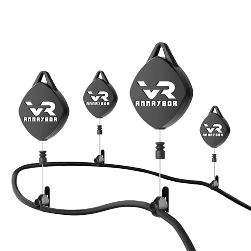 Annrybor VR Cable Management, VR Pulley System Compatible with Quest 3S/3/2/1/Pico/PSVR/PSVR2 for Play Impressively (1-6pc) (Black-4PC)