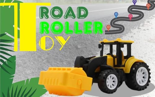 Image of Friction Powered Road Roller Toy for Kids Toddlers Boys Girls | Pull Back Construction Vehicle Toy with Front Roller | Steam Roller Truck Toy Age 4+ | BIS Certified | NeoKiddo (Yellow)