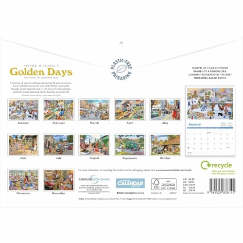 Carousel Worldwide, Golden Days Trevor Mitchell 2026 A4 Wall Calendar - Image 2
