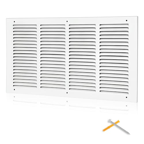 Fancat 20x10 Duct Opening | Steel Return Air Grille | Vent Cover Grill for Sidewall and Ceiling | HVAC Cold Air Intake Grille | White | Outer Dimensions: 21.75"W X 11.75"