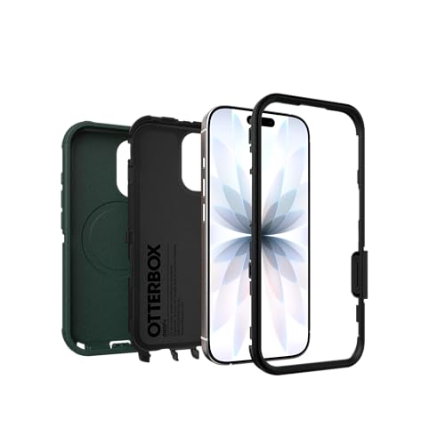 Image of OtterBox iPhone 17 (Only) - Defender Series Case - Roasted Cashew Mist (Green & Black) - Snaps on MagSafe - Tough - Rugged & Durable