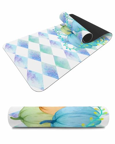 Debedcor Heat Proof Table Pads Waterproof Decorative, Fall Blue Pumpkins Non-Slip Table Countertop Protector, Rustic Thanksgiving Rhombus Insulation Mat for Kitchen Room, 40 x 12 Inches