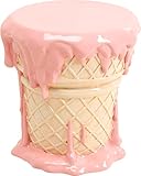 Kare Design Sitzhocker Ice Cream, Pink, Ø37 cm, EIS-Motiv, Waffel, 110kg Belastbarkeit, Hocker, Dekoobjekt, Wohnzimmer