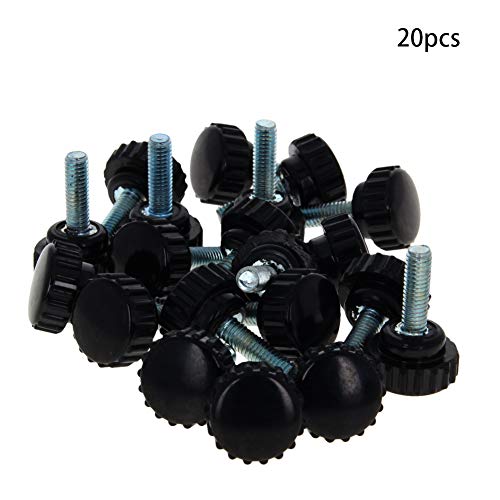 Image of Othmro M6x20mm Male Thread Thumb Screw Knobs 20pcs, Length 20mm Threaded Knurled Clamping Grip Thumb Screw on Type Round Head Clamping Thread Knobs Black