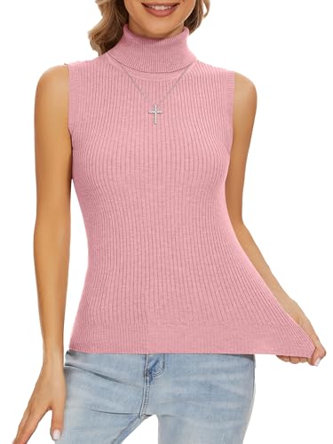 Image of Sleeveless Turtlenecks Tops for Women Slim Fit Knit Sleeveless Vest