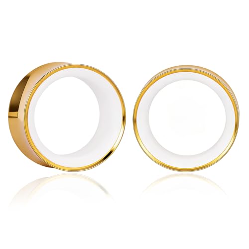 Maxbott �C���[�Q�[�W �z���[ 316L �X�e�����X�X�`�[�� �_�u���t���A �C���[�v���O �g���l�� �X�g���b�`���[ �{�f�B�s�A�X �C�������O �W���G���[ ���f�B�[�X �����Y 0G (8mm) - 3/4�C���` (19mm) 2��, 19mm(3/4"