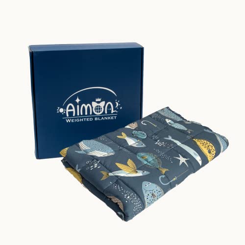 Aimon Weighted Blanket Kids, Toddler Weighted Blankets, 100% Cotton, Organic Weighted Blanket, Washable Weighted Blanket For Teen (36"*48", 5Lbs) #TOP4