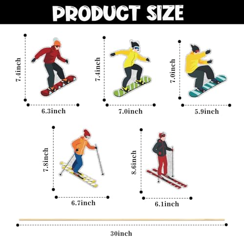 Image of Set of 15,Skier Theme Centerpiece Sticks,Ski Lovers, Ski Sport Birthday Party Table Toppers,Winter Sports Theme Party Decoration Supplies