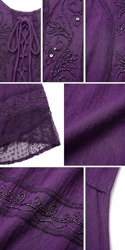 Image of Sakkas Sundara Stonewashed Rayon Embroidered Mid Length Dress