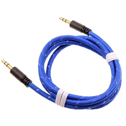 Cable Auxiliar 3.5mm Adaptador Azul Trenzado 1m miniatura 1
