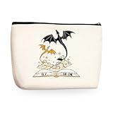 Fantasy Dragon Makeup Bag Fantasy Book Lovers Gifts Bookish Gifts Cosmetic Bag Halloween Christmas Birthday Gifts for Readers Women Girls Friends Niece Book Accessories Travel Toiletry Bag