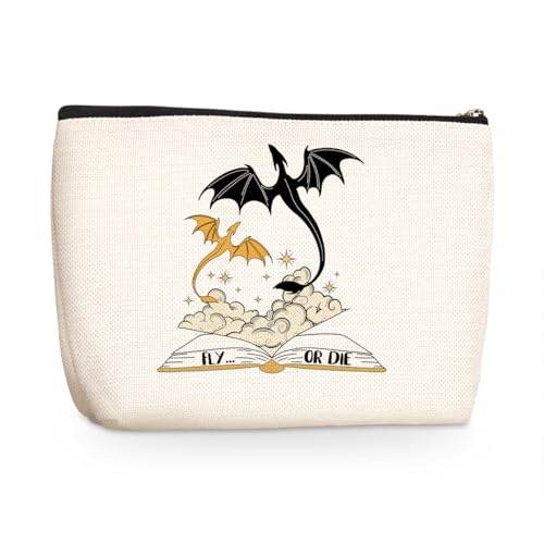 Wenboco Fantasy Dragon Makeup Bag Fantasy Book Lovers Gifts Bookish Gifts Cosmetic Bag Halloween Christmas Birthday Gifts for Readers Women Girls Friends Niece Book Accessories Travel Toiletry Bag