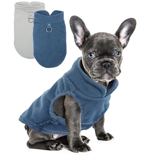 Image of 2 Pack Dog Sweater with Leash Ring Winter Warm Pet Sweater Thick Clothes Coat Fleece Dog Sweaters for Medium Dogs Girl Boy for French Bulldog, Dachshund,XXL(27-36lbs)