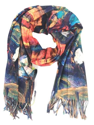 Écharpe en viscose double impression Monet et Kandinskij style pashmina