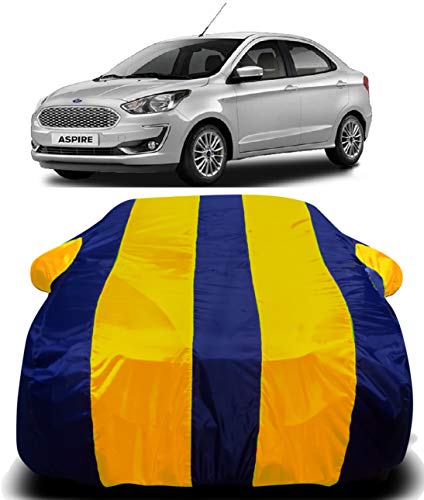 Image of Waterproof Car Cover with Ultra Surface Body Protection (Yellow Stripes) (Ford Figo Aspire)