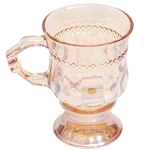 Hemoton Glass Tumbler Vintage Glass Cup Amber Tea Cup Coffee Mug Crystal Decorative Glass Drinking Tumbler Creative Dinnerware Glassware with Handle for Coffee Tea Milk Light Brown Coffee Glass Cup