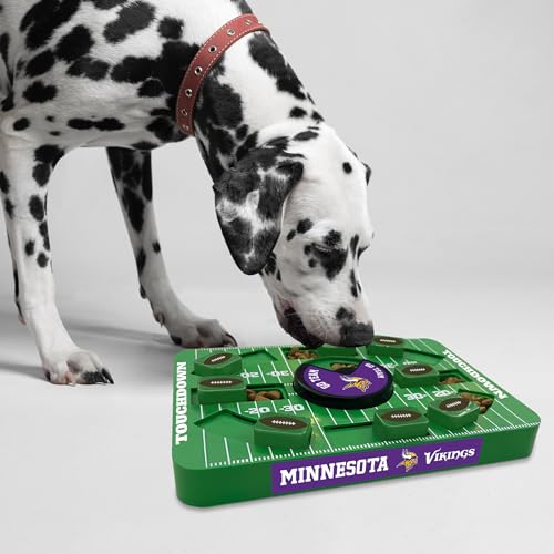 Image of Pets First NFL Minnesota Vikings Large Puzzle Toy for Dogs, Slow Feeder Board for Pets, New Bigger Size, Interactive Doggie Treat Toy