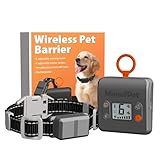 FLYSPEAR Wireless Pet Barrier - Rechargeable Indoor Barrier with 6 Adjustable Range Radius up to 7 ft, 6 Adjustable Safe Static Intensity, Electric Fence System for Dogs with Hook